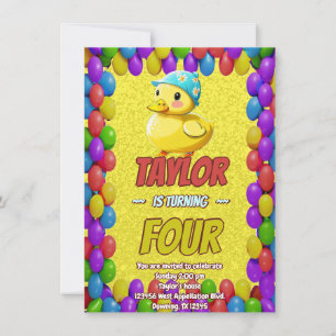 Canard en Caoutchouc Mignon Invitation d'Anniversa