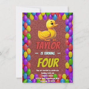 Canard en Caoutchouc Mignon Invitation d'Anniversa