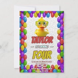 Canard en Caoutchouc Mignon Invitation d'Anniversa