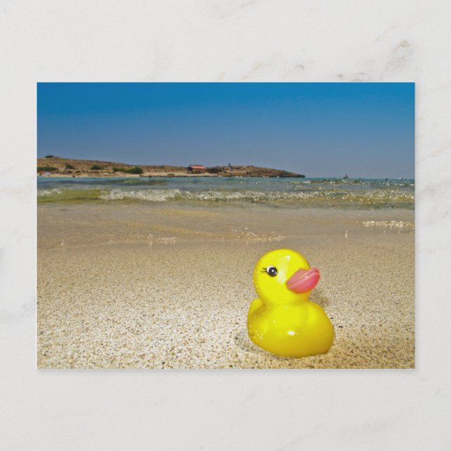 Canard en plastique à la carte postale de la plage (Devant)