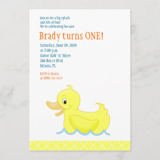 Canard jaune Invitation d'anniversaire 5x7 - Jaune