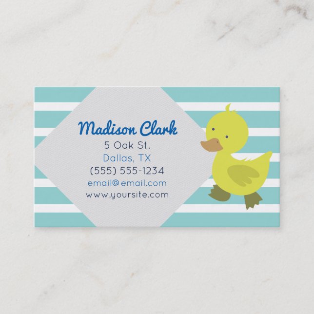 Canard jaune mignon avec des cartes de visite de (Devant)