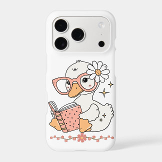 Canard Mignon Kawaii Lisant un Livre avec des Lune