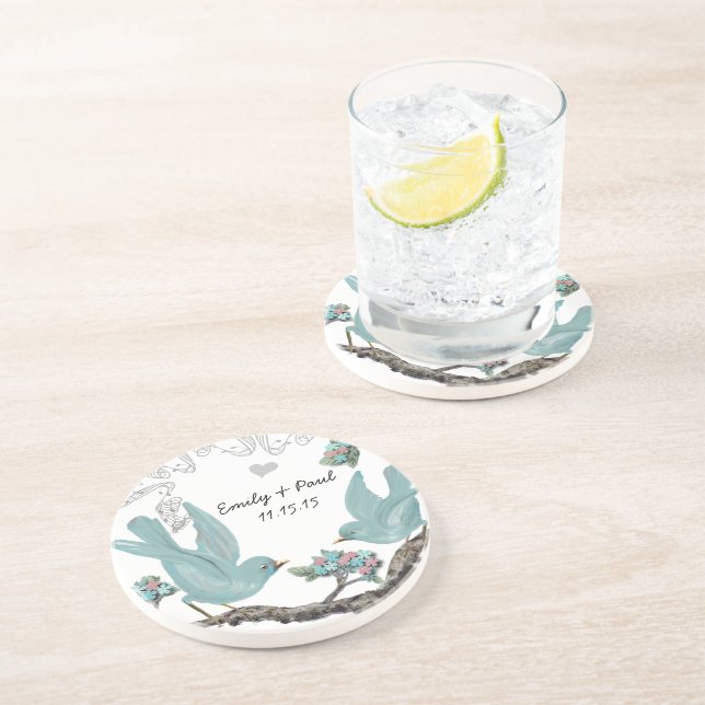 Canard Oeuf Bleu et rose Dessous de verre Insépara (Côté)
