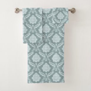 Canard Rococo Motif Damassé Œuf Bleu+Turquoise