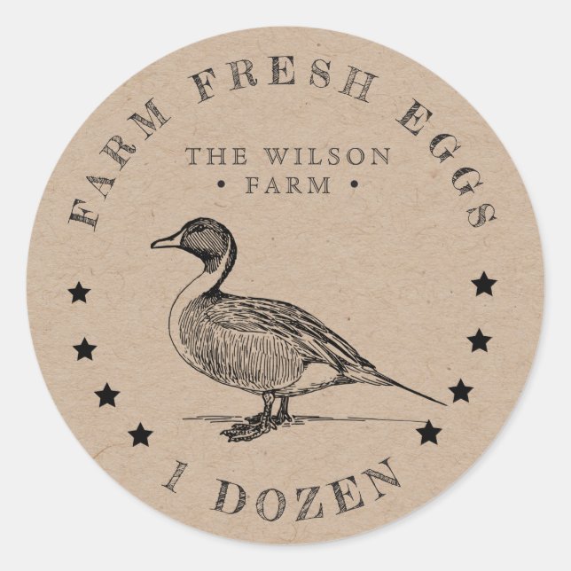 canard rustique kraft Oeuf Carton Sticker (Devant)