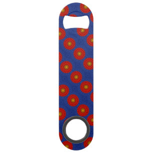 Canard sur fond bleu avec kaléidoscope rouge