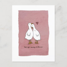 canards amoureux pour toujours carte postale