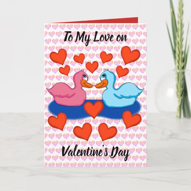 Canards dans Love Valentines Carte de jour (Devant)