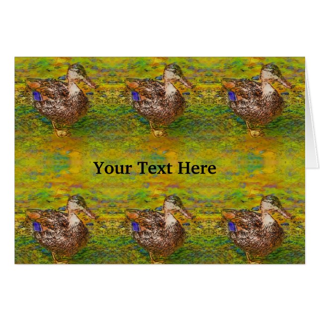 Canards Dans Une Rangée Abstrait Animal Art Carte  (Devant horizontal)