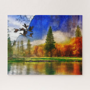 Canards d'automne sur le lac Puzzle de la saison d
