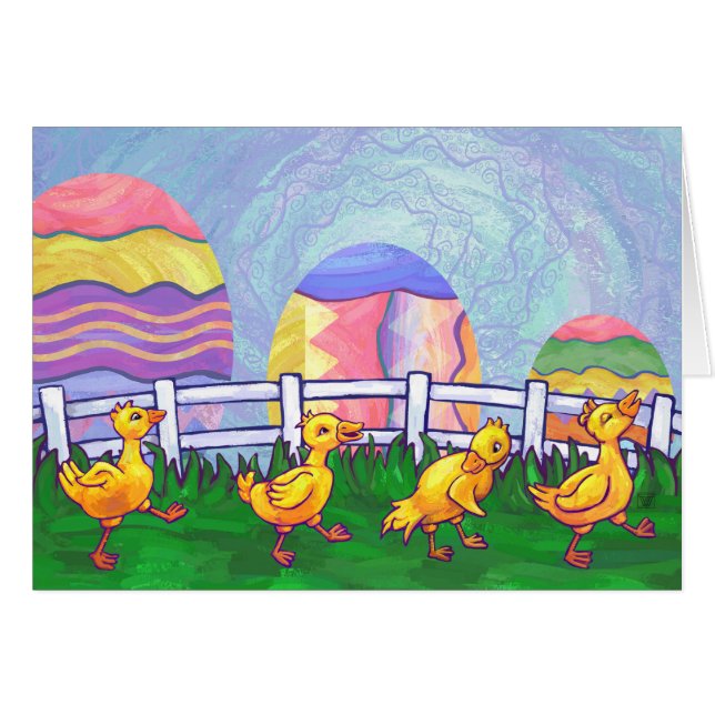 Canards en ligne carte de Pâques (Devant horizontal)