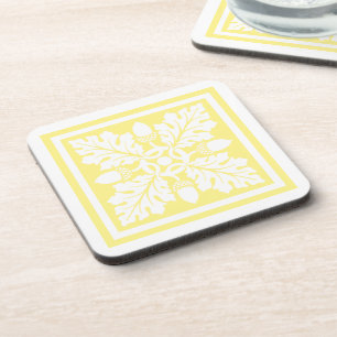 Canary Acorn and Leaf Tile Design Coaster