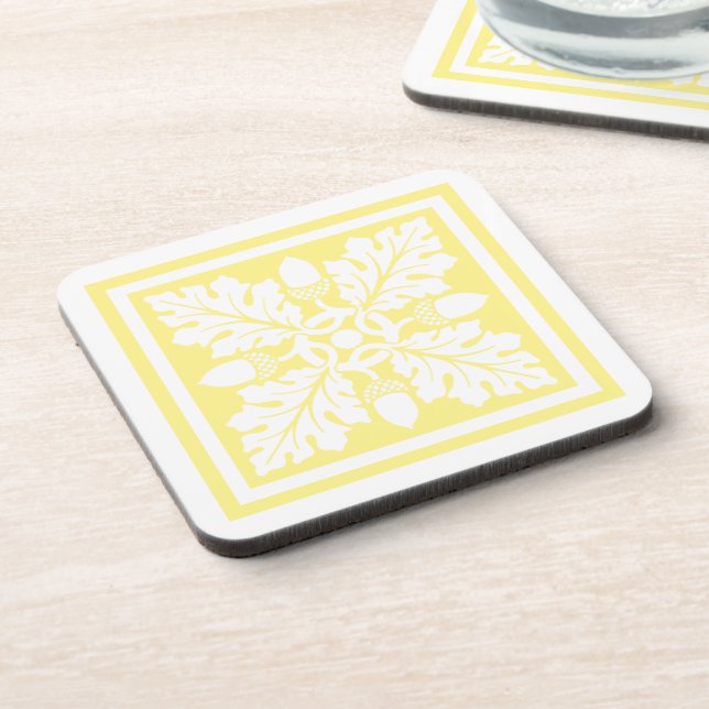 Canary Acorn and Leaf Tile Design Coaster (Left Side)