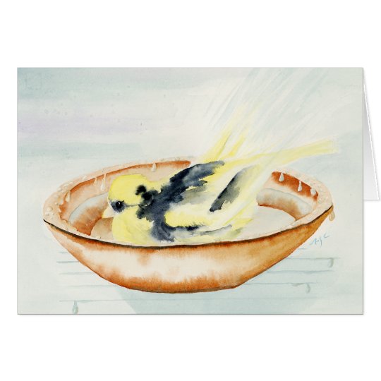 Canary Bathing Greeting Card