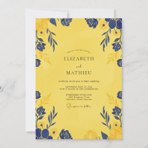 Canary Indigo Petal Wedding Invitation