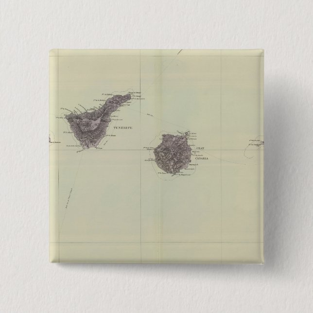 Canary Islands 2 Inch Square Button (Front)