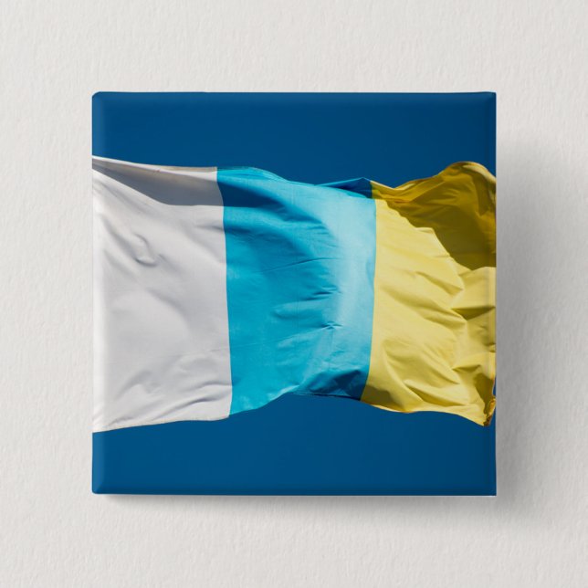 Canary Islands Flag 2 Inch Square Button (Front)