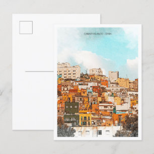 Canary Islands Spain Beautiful Oil Paint Landscape Postcard