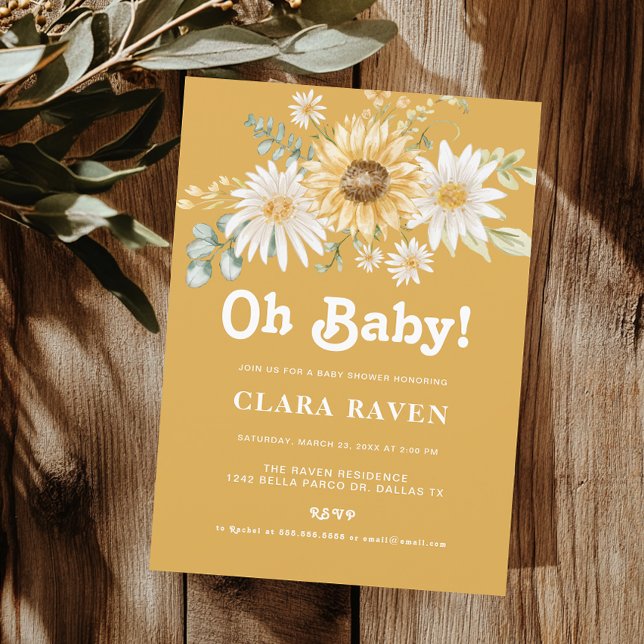 Canary Oh Baby Floral Baby shower Invitation (Créateur téléchargé)