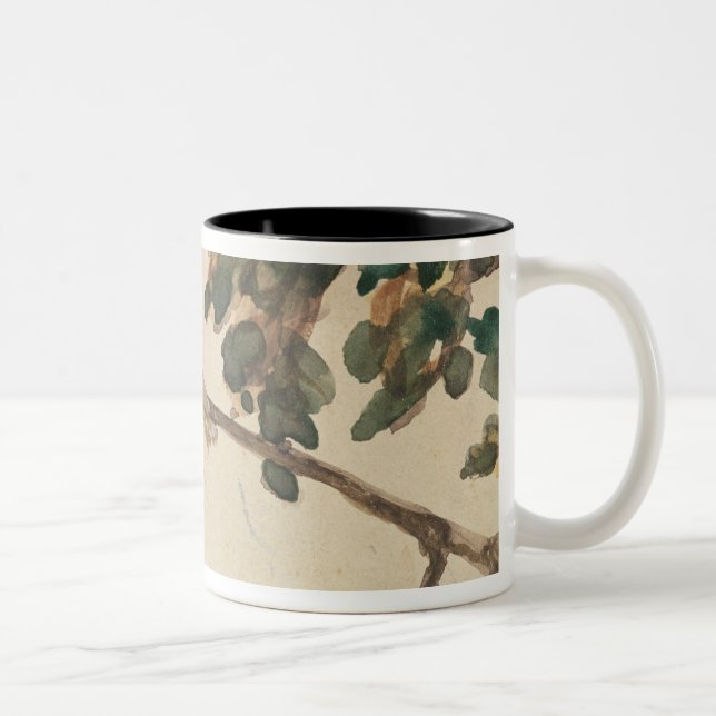 Canary on an Oak Tree Branch Two-Tone Coffee Mug (Right)