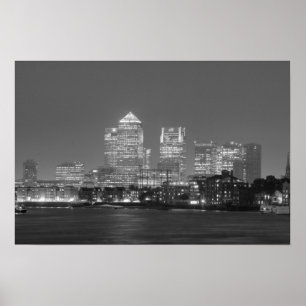 Canary Wharf at night Poster