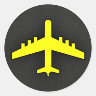 Canary Yellow Airplane Classic Round Sticker