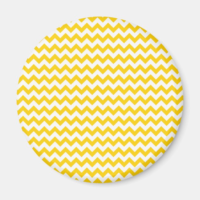 Canary Yellow And White Zigzag Chevron Pattern Magnet (Front)