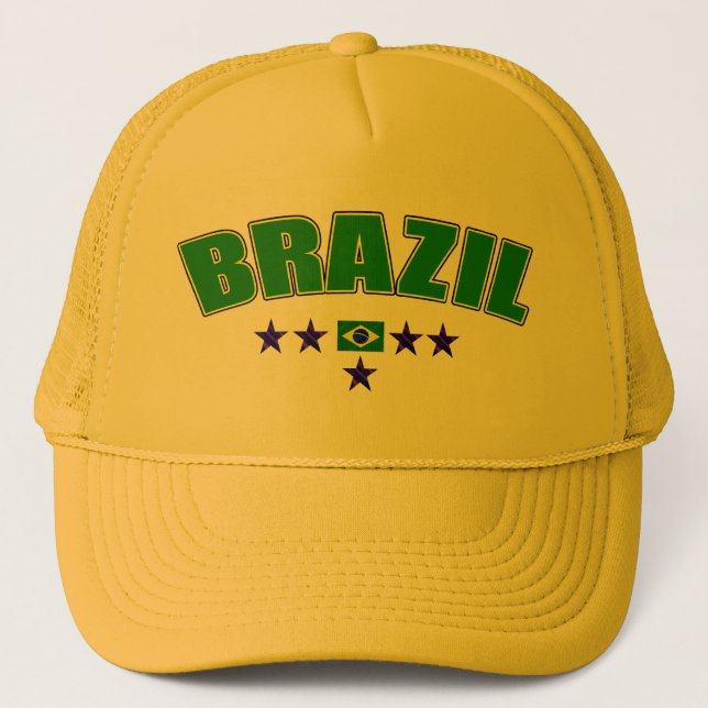 Canary Yellow Brazil 5 Star Logo Cap (Front)