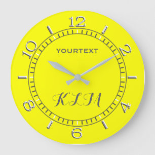Canary Yellow Decor Dial Easily Personalized Large Clock