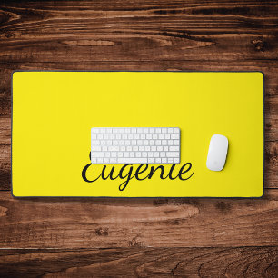 Canary Yellow Elegant Name Trendy Minimalist Desk Mat