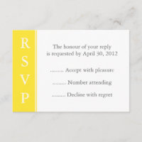 Canary Yellow Event RSVP or Reply Card