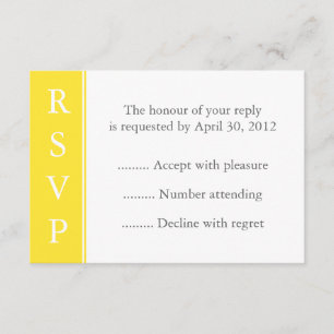 Canary Yellow Event RSVP or Reply Card