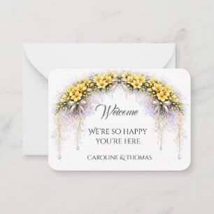 Canary Yellow Freesia Wedding Welcome Gift Card