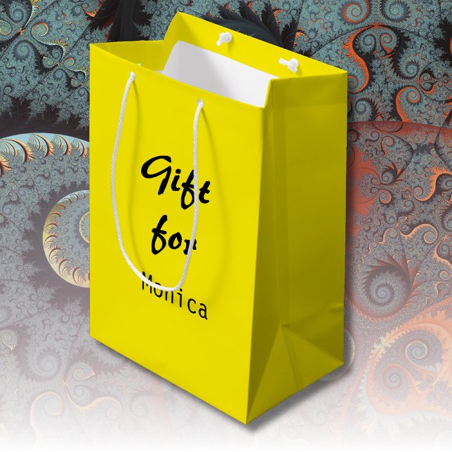 Canary Yellow Personalized Elegant Stylish Name Medium Gift Bag (Creator Uploaded)