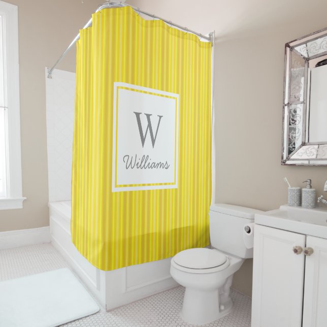 Canary Yellow Pinstripes Grey Monogram (In Situ)