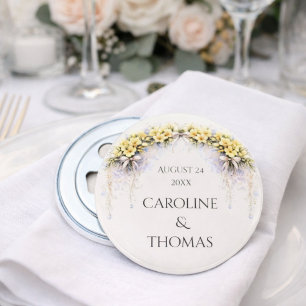 Canary Yellow Romantic Freesia Floral Wedding Bottle Opener