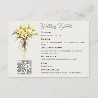Canary Yellow Romantic Freesia  Floral Wedding Enclosure Card