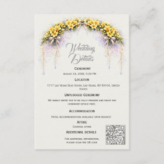 Canary Yellow Romantic Freesia  Floral Wedding Enclosure Card