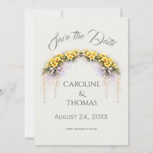 Canary Yellow Romantic Freesia  Floral Wedding Save The Date