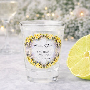 Canary Yellow Romantic Freesia  Floral Wedding Shot Glass