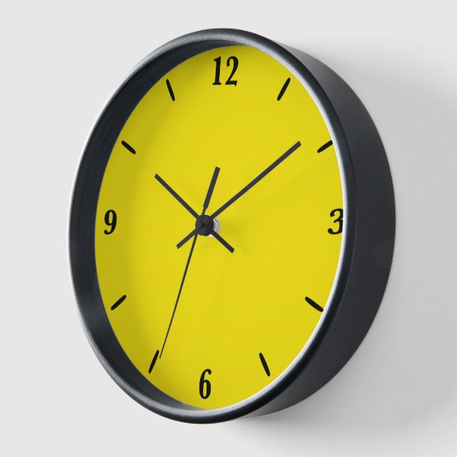 Canary Yellow Solid Colour Clock (Angle)