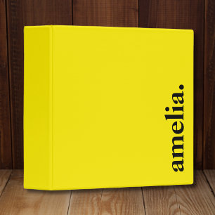 Canary Yellow Solid Colour Elegant Name  Binder