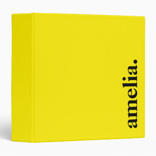 Canary Yellow Solid Colour Elegant Name  Binder