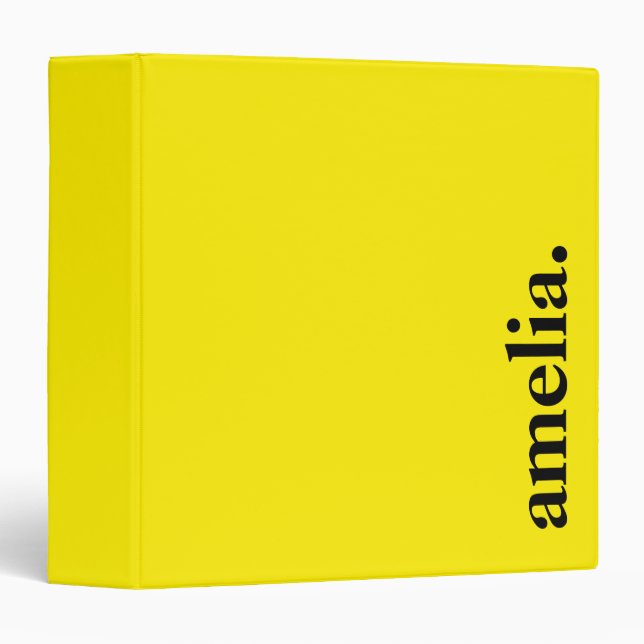Canary Yellow Solid Colour Elegant Name  Binder (Front/Spine)