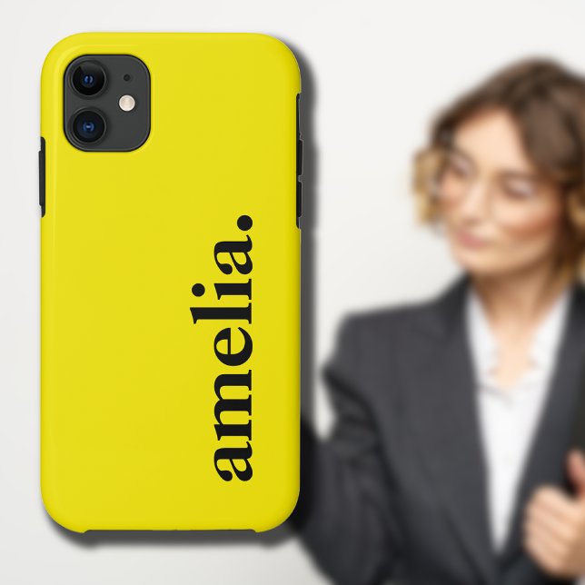 Canary Yellow Solid Colour Elegant Name  Case-Mate iPhone Case (Creator Uploaded)