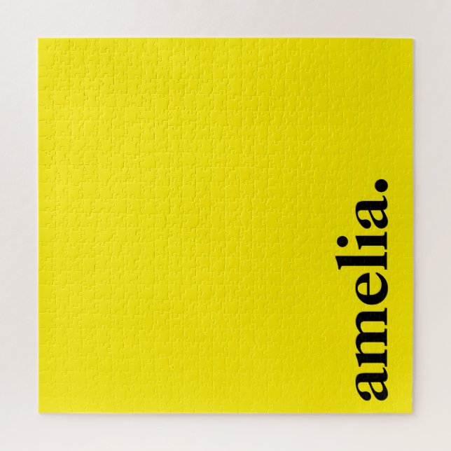 Canary Yellow Solid Colour Elegant Name  Jigsaw Puzzle (Vertical)