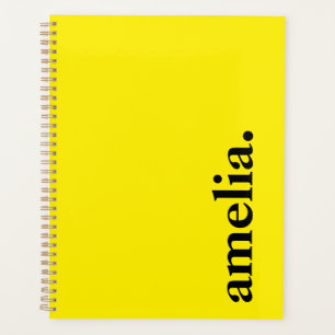 Canary Yellow Solid Colour Elegant Name Planner