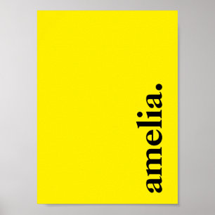 Canary Yellow Solid Colour Elegant Name Poster