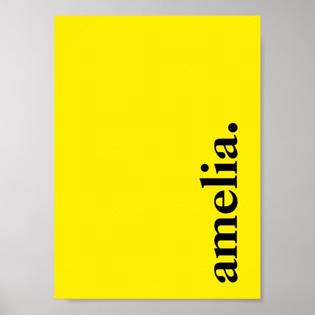 Canary Yellow Solid Colour Elegant Name  Poster (Front)